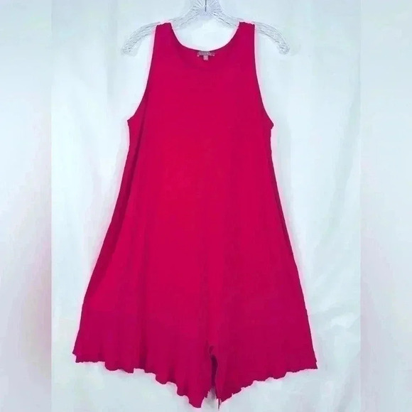 Lilla P Women’s Asymmetrical Easy Tank Cotton Midi Dress in Fuchsia SIZE M - Picture 1 of 11